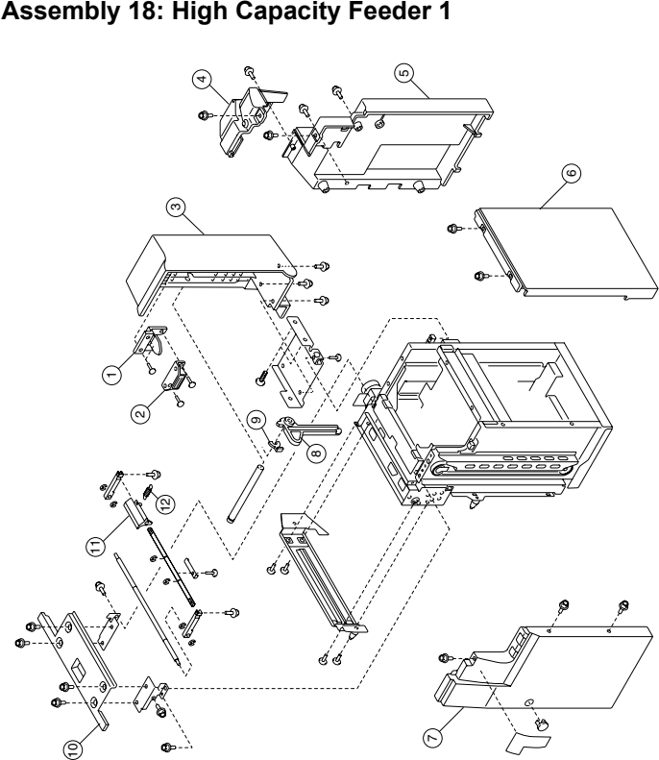 Assembly 18: High Capacity Feeder 1 parts diagram - IBM Infoprint 1228 (4928) Parts
