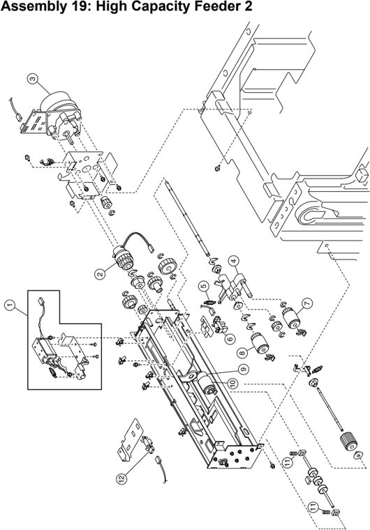 Assembly 19: High Capacity Feeder 2 parts diagram - IBM Infoprint 1228 (4928) Parts