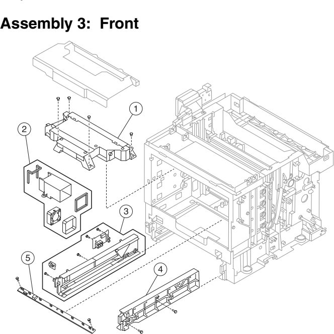 Assembly 3: Front parts diagram - IBM Infoprint 1334n (4934) Parts