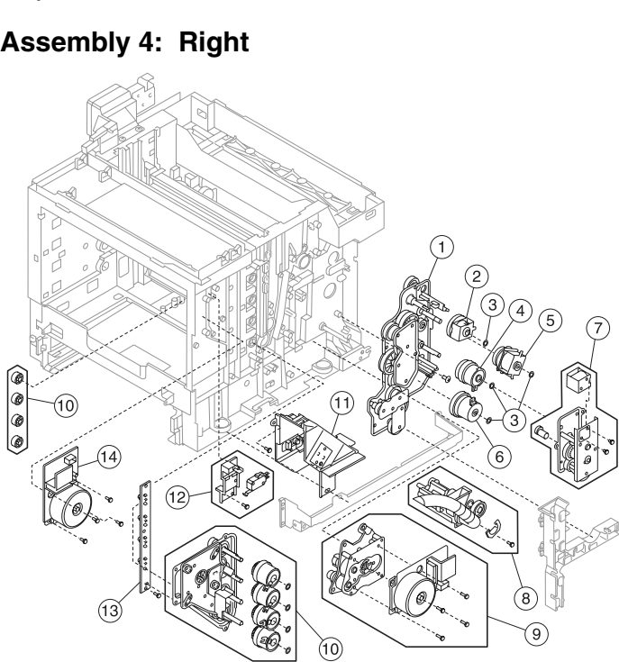 Assembly 4: Right parts diagram - IBM Infoprint 1334n (4934) Parts