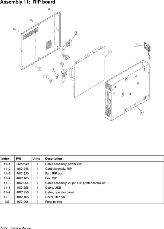 Assembly 11: RIP board parts diagram - IBM Infoprint 1567 (4935) Parts