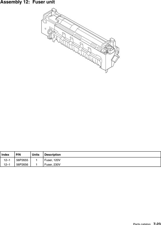 Assembly 12: Fuser unit parts diagram - IBM Infoprint 1567 (4935) Parts
