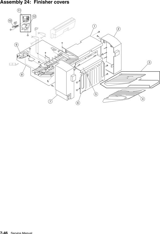 Assembly 24: Finisher covers parts diagram - IBM Infoprint 1567 (4935) Parts