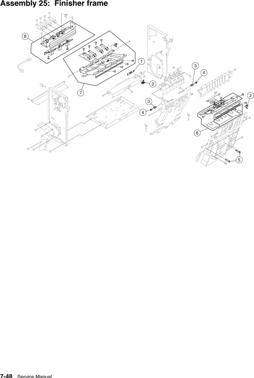 Assembly 25: Finisher frame parts diagram - IBM Infoprint 1567 (4935) Parts