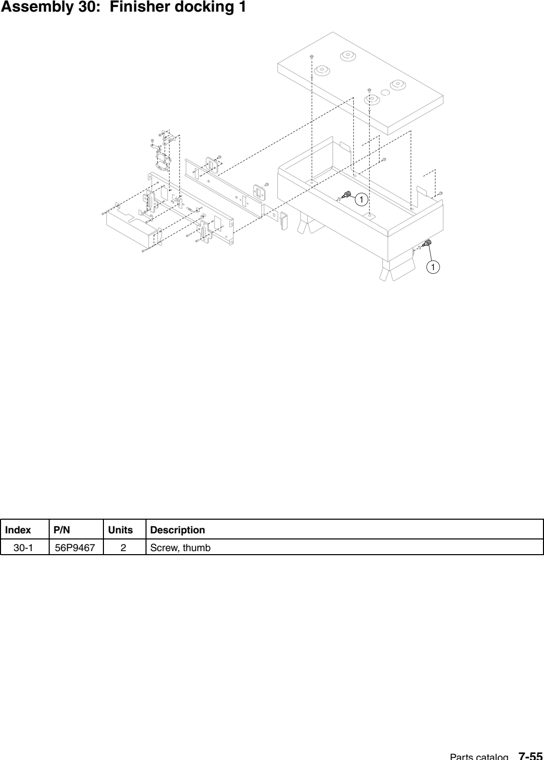 Assembly 30: Finisher docking 1 parts diagram - IBM Infoprint 1567 (4935) Parts