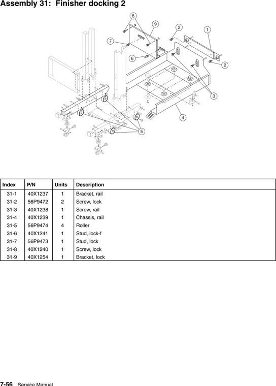 Assembly 31: Finisher docking 2 parts diagram - IBM Infoprint 1567 (4935) Parts