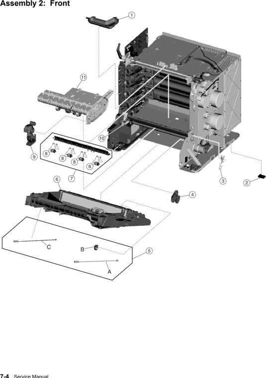 Assembly 2: Front parts diagram - IBM Infoprint 1534 & 1634 (4926 & 4931) Parts