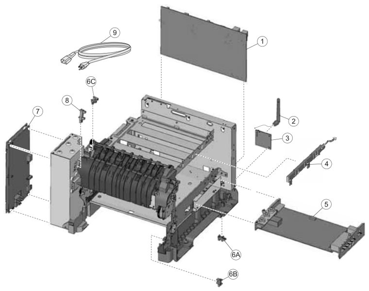 Assembly 3: Electronics parts diagram - IBM Infoprint 1824 Parts (4985)