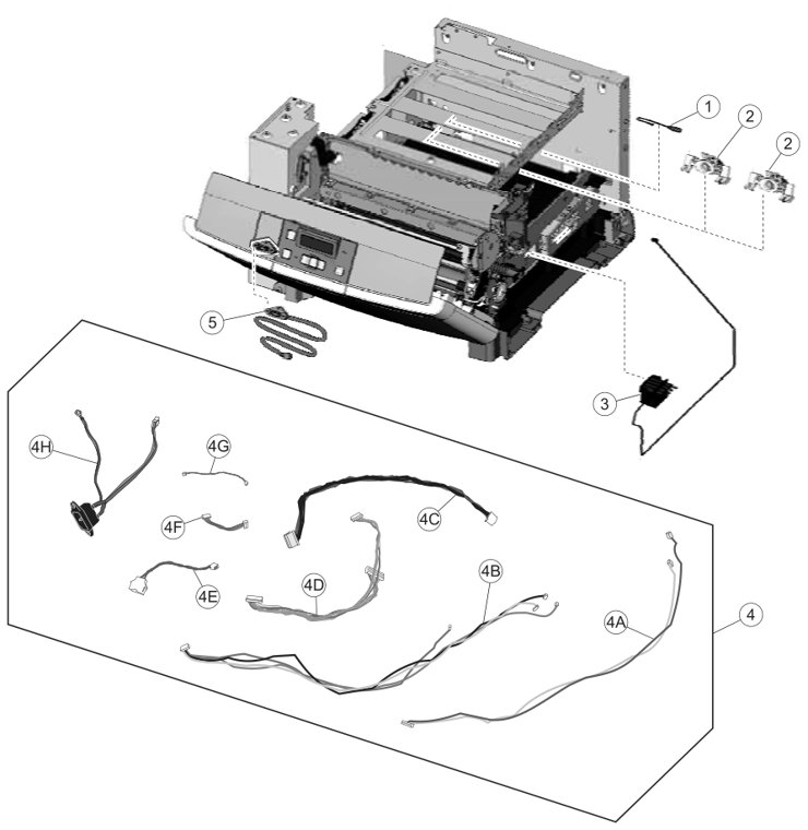 Assembly 4: Cables parts diagram - IBM Infoprint 1824 Parts (4985)