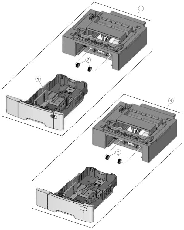 Assembly 5: Media drawers and trays parts diagram - IBM Infoprint 1824 Parts (4985)