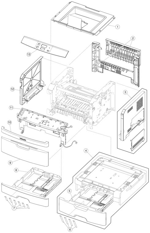 Assembly 1: Covers parts diagram - IBM Infoprint 1811 & 1812 Parts (4549 4564)
