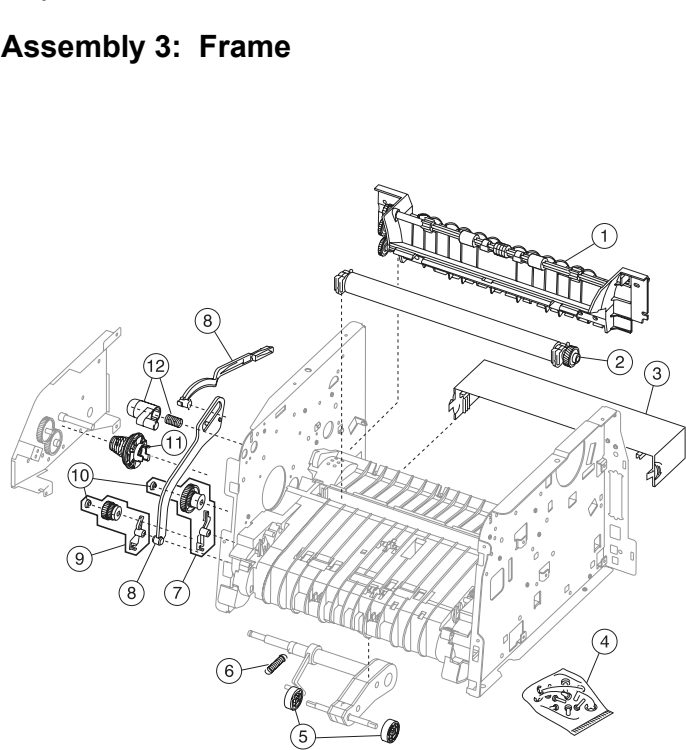 Assembly 3: Frame parts diagram - IBM Infoprint 1412 (4547) Parts