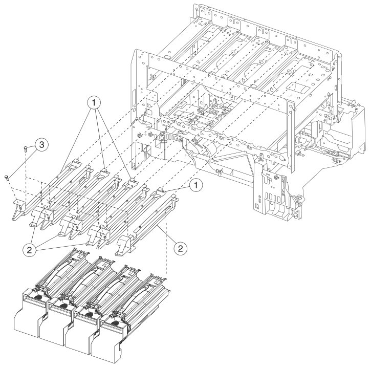 Assembly 2: Cartridge mounting parts diagram - IBM Infoprint 1654 & 1664 Parts (4929, 4930)