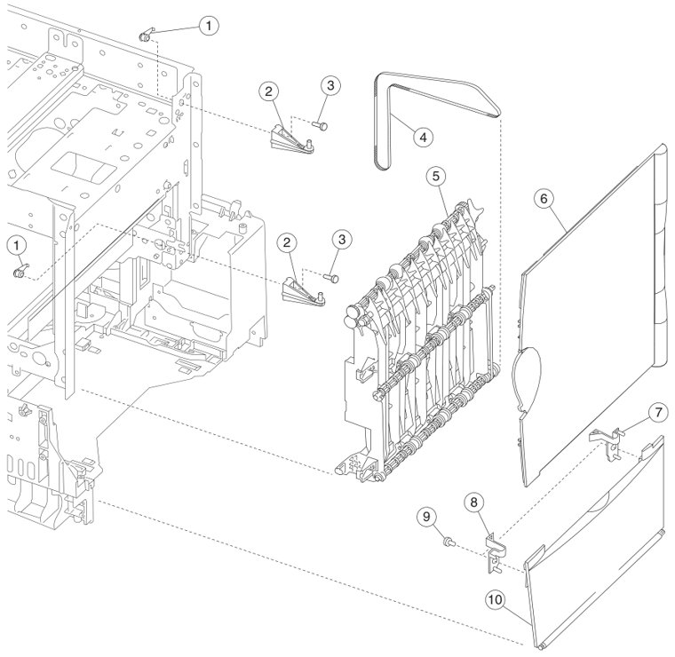 Assembly 8: Paper feed output (redrive) parts diagram - IBM Infoprint 1654 & 1664 Parts (4929, 4930)