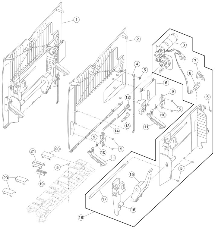 Assembly 12: Multipurpose feeder (MPF) parts diagram - IBM Infoprint 1654 & 1664 Parts (4929, 4930)
