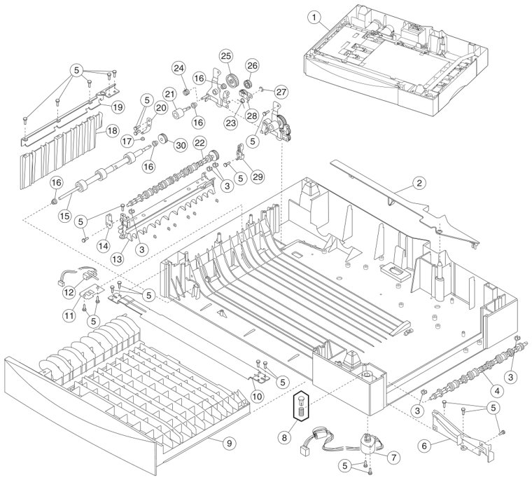 Assembly 30: Duplex option parts diagram - IBM Infoprint 1654 & 1664 Parts (4929, 4930)