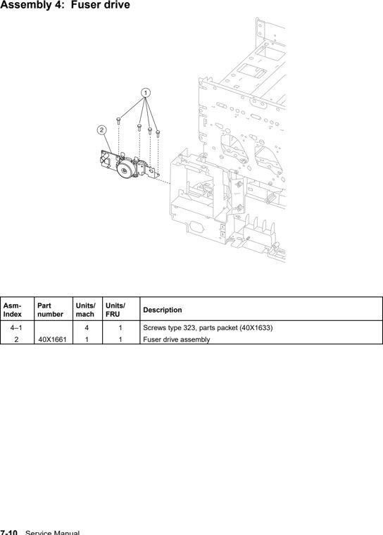 Assembly 4: Fuser drive parts diagram - IBM Infoprint 1754 & 1764 Parts (4936 & 4937)