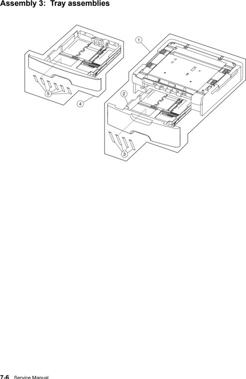 Assembly 3: Tray assemblies parts diagram - IBM Infoprint 1930 & 1940 Parts (4569, 4570)
