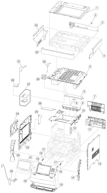 Assembly 1: Covers (InfoPrint 1850, 1860, and 1870) parts diagram - IBM Infoprint 1850 1860 1870 1880 MFP Parts (4548, 4566, 4567, 4568)