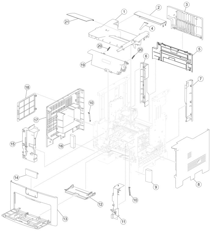 Assembly 2: Covers 1 (InfoPrint 1880) parts diagram - IBM Infoprint 1850 1860 1870 1880 MFP Parts (4548, 4566, 4567, 4568)