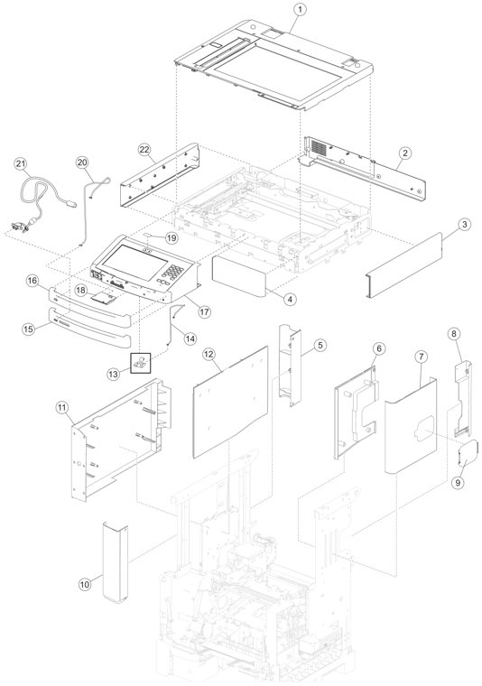 Assembly 3: Covers 2 (InfoPrint 1880) parts diagram - IBM Infoprint 1850 1860 1870 1880 MFP Parts (4548, 4566, 4567, 4568)