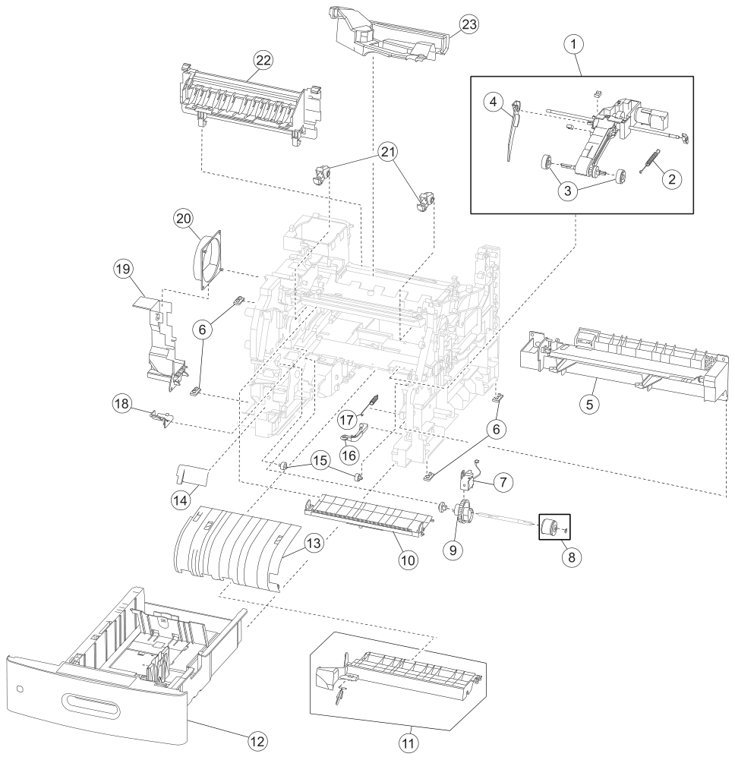 Assembly 4: Media path, pick arm and ducts parts diagram - IBM Infoprint 1850 1860 1870 1880 MFP Parts (4548, 4566, 4567, 4568)