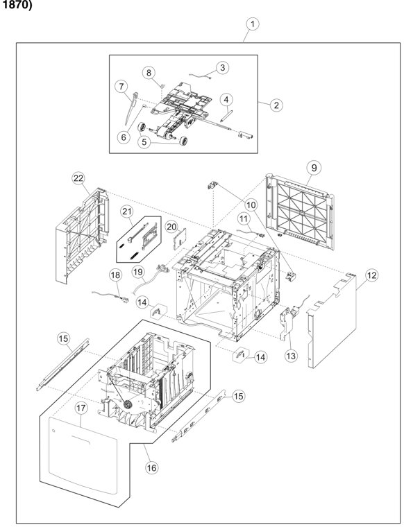 Assembly 14: HCIT Sheet option tray assembly (InfoPrint 1850, 1860, and parts diagram - IBM Infoprint 1850 1860 1870 1880 MFP Parts (4548, 4566, 4567, 4568)