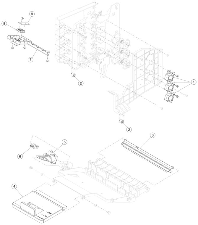 Assembly 19: 4-bin mailbox assembly #2 parts diagram - IBM Infoprint 1850 1860 1870 1880 MFP Parts (4548, 4566, 4567, 4568)