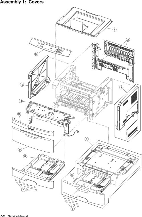 Assembly 1: Covers parts diagram - IBM Infoprint 1822 (4565) Parts