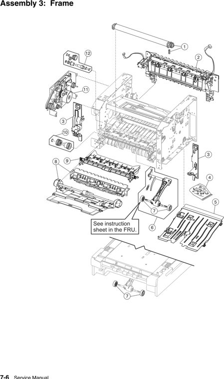 Assembly 3: Frame parts diagram - IBM Infoprint 1822 (4565) Parts