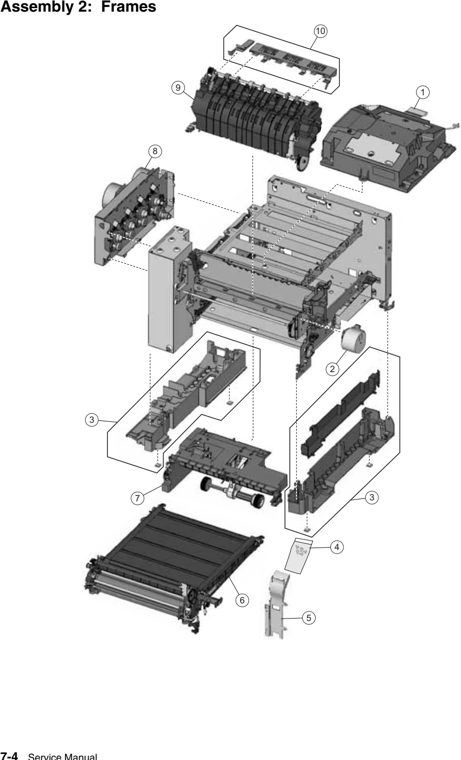 Assembly 2: Frames parts diagram - IBM Infoprint 1825 Parts (4985)