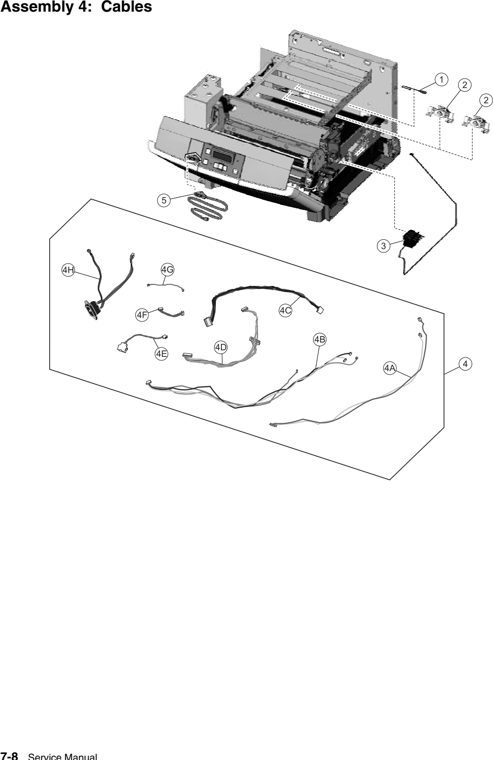 Assembly 4: Cables parts diagram - IBM Infoprint 1825 Parts (4985)