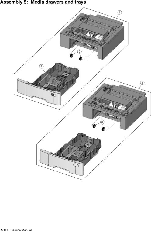 Assembly 5: Media drawers and trays parts diagram - IBM Infoprint 1825 Parts (4985)