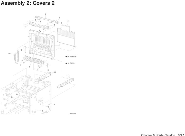 Assembly 2: Covers 2 parts diagram - IBM Infoprint 21 4322 Parts