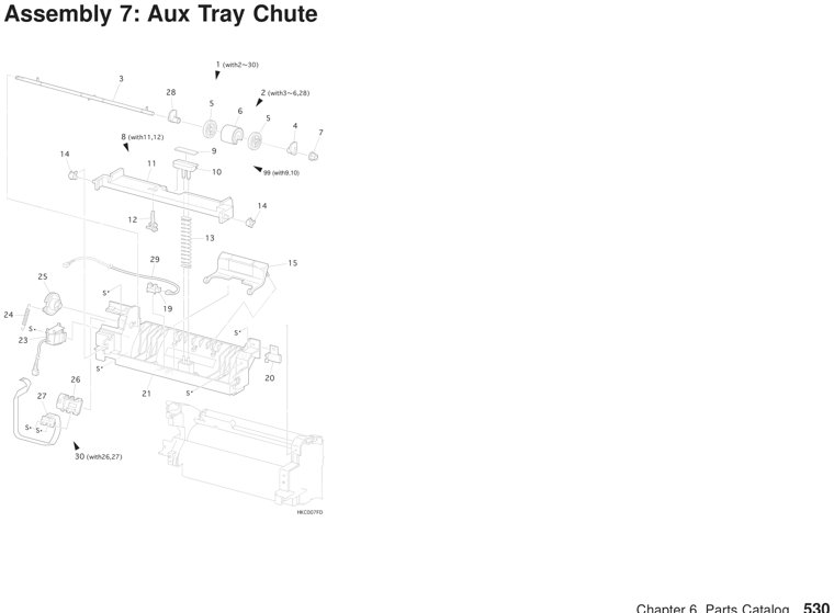 Assembly 7: Aux Tray Chute parts diagram - IBM Infoprint 21 4322 Parts