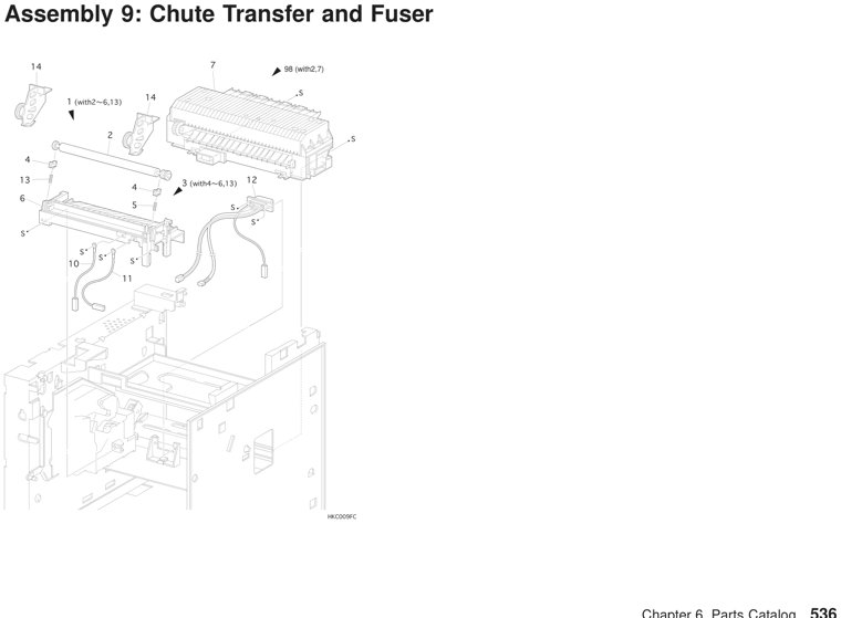 Assembly 9: Chute Transfer and Fuser parts diagram - IBM Infoprint 21 4322 Parts