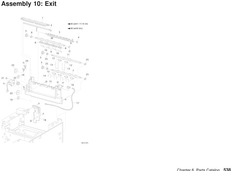 Assembly 10: Exit parts diagram - IBM Infoprint 21 4322 Parts