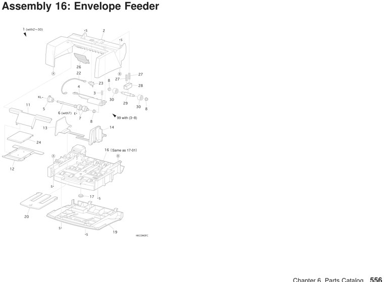 Assembly 16: Envelope Feeder parts diagram - IBM Infoprint 21 4322 Parts