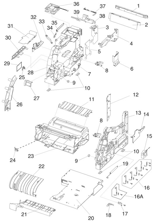Assembly 2: Frame parts diagram - Lexmark Optra S Parts