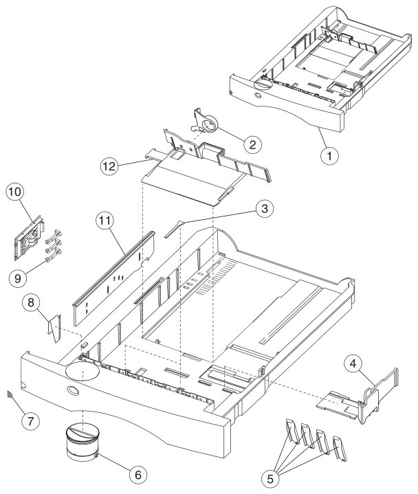 Assembly 8: Integrated Paper Tray - 250 Sheet parts diagram - Lexmark Optra S Parts