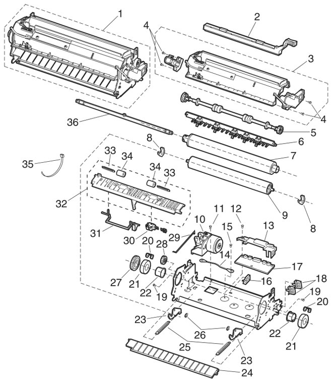 Assembly 11: Fuser (continued) parts diagram - Lexmark Optra S Parts