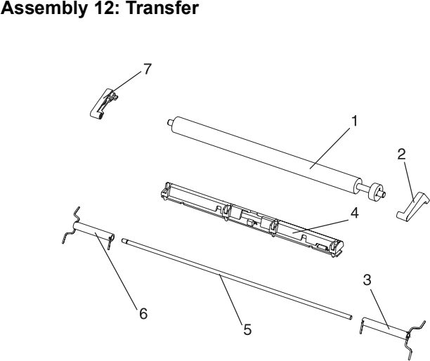 Assembly 12: Transfer parts diagram - Lexmark Optra S Parts