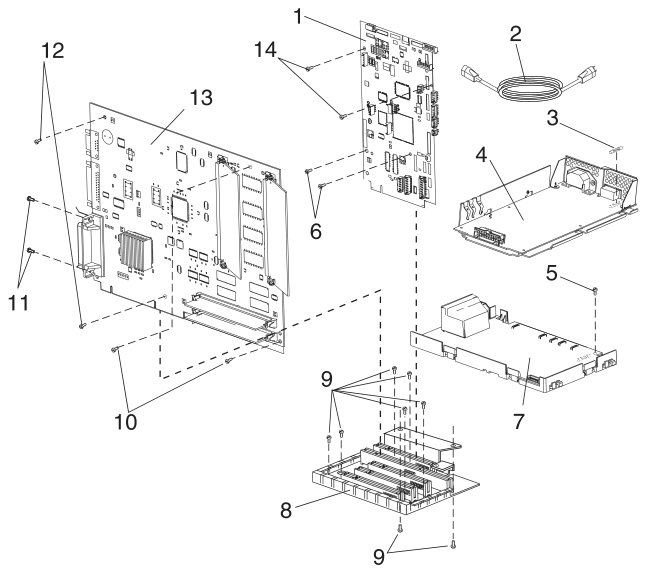 Assembly 14: Electronics (continued) parts diagram - Lexmark Optra S Parts