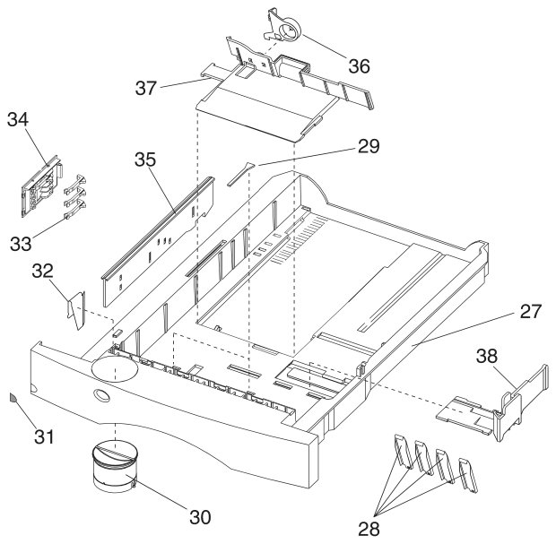 Assembly 15: 250 Sheet Tray (continued) parts diagram - Lexmark Optra S Parts