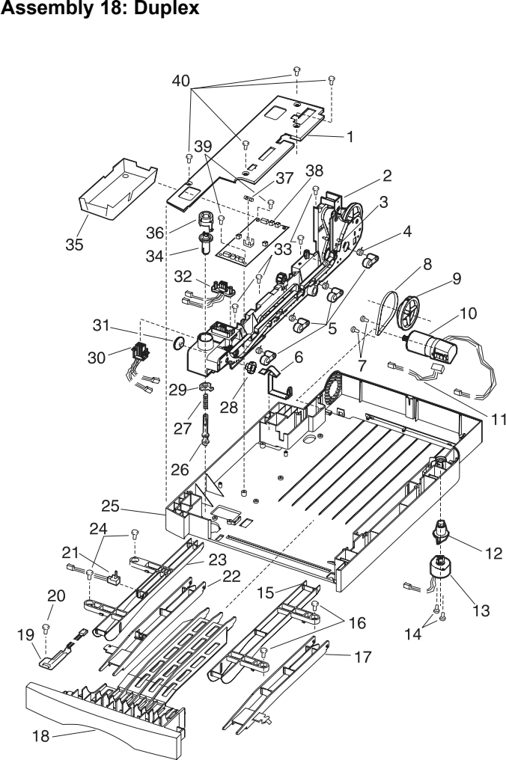 Assembly 18: Duplex parts diagram - Lexmark Optra S Parts