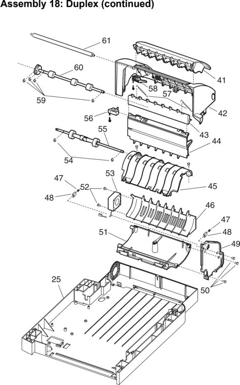 Assembly 18: Duplex (continued) parts diagram - Lexmark Optra S Parts