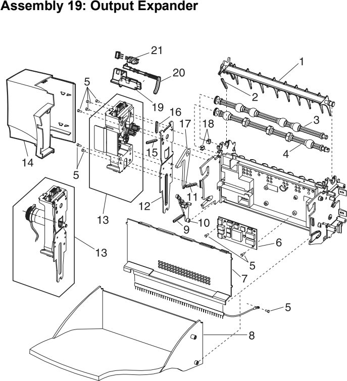 Assembly 19: Output Expander parts diagram - Lexmark Optra S Parts
