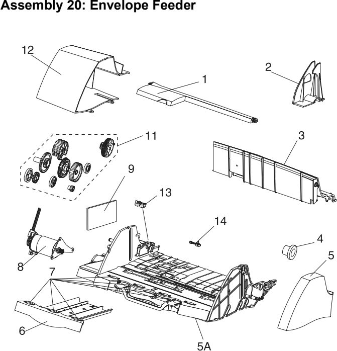 Assembly 20: Envelope Feeder parts diagram - Lexmark Optra S Parts