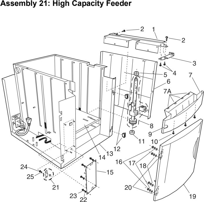 Assembly 21: High Capacity Feeder parts diagram - Lexmark Optra S Parts