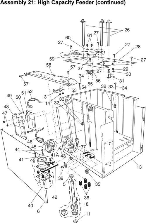 Assembly 21: High Capacity Feeder (continued) parts diagram - Lexmark Optra S Parts